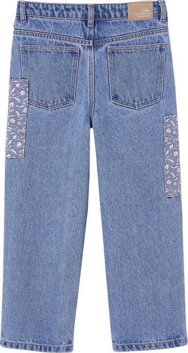 Vertbaudet Mädchen Loose-fit-Jeans mit Blumen-Applikation (158)