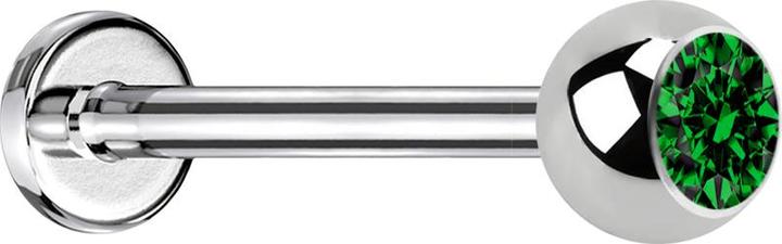 Image du produit Star Piercing Micro Labret argenté avec boule et cristal vert (Acier chirurgical 316L, sans laiton)