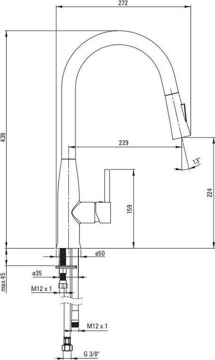 Produktbild Deante LUKRECJA SINK MIXPULL- BDH B720 BLK-CH