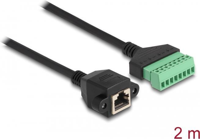 Actual product image Delock RJ45 cable Cat.6 socket to terminal block adapter for installation 2 m 2-piece (RJ45, RJ45 (1x))