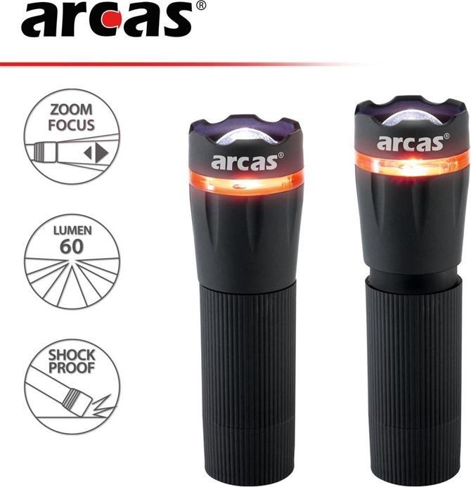 Produktbild Arcas ARC-1 Watt Zoom LED plastic torch / 1 x High Power LED, 60 lumen (3.25 cm, 60 lm)