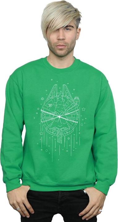 Actual product image Star Wars Mens Millennium Falcon Christmas Tree Delivery Sweatshirt (XL)