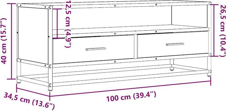 Actual product image VidaXL TV cabinet Lowboard TV cabinet TV table Brown oak look (100 x 34.5 x 40 cm)