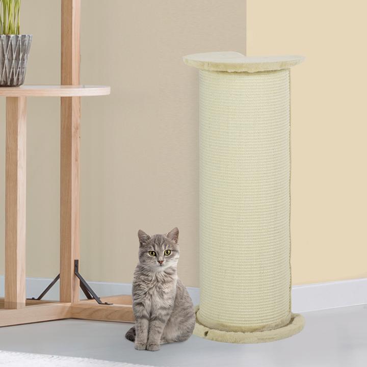 Produktbild PawHut Kratzbrett für Ecken mit Anti-Kipp-Vorrichtung (85 cm, Cremeweiss)