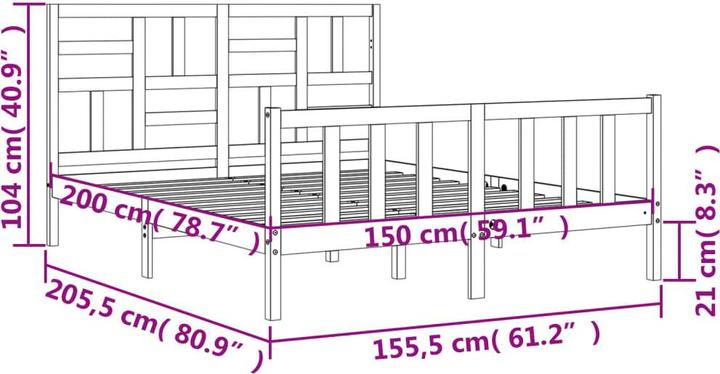 Actual product image VidaXL Massivholzbett mit Kopfteil Weiss 5FT King Size (150 x 200 cm)