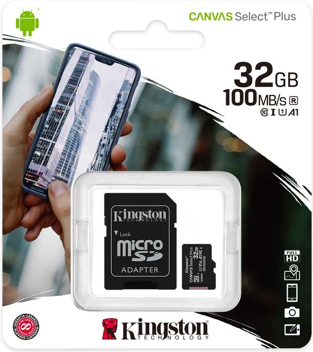 Image du produit Kingston Canvas Select Plus (32 Go, microSDHC, U1, UHS-I)