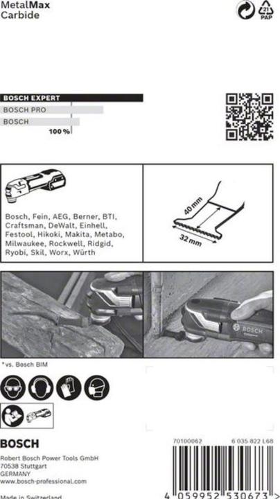 Image du produit Bosch Professional Zubehör Expert MetalMax AIZ 32 AIT Lame pour outils multifonctions, 40 x 32 mm, 5 pièces