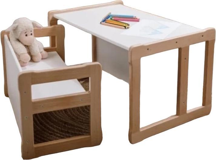 Produktbild Activity Board Kinder Tisch und Stuhl/Bank Set, 3 in 1 Holz Aktivität Tisch, Bank, Schreibtisch für Kinder lesen (Kindersessel)