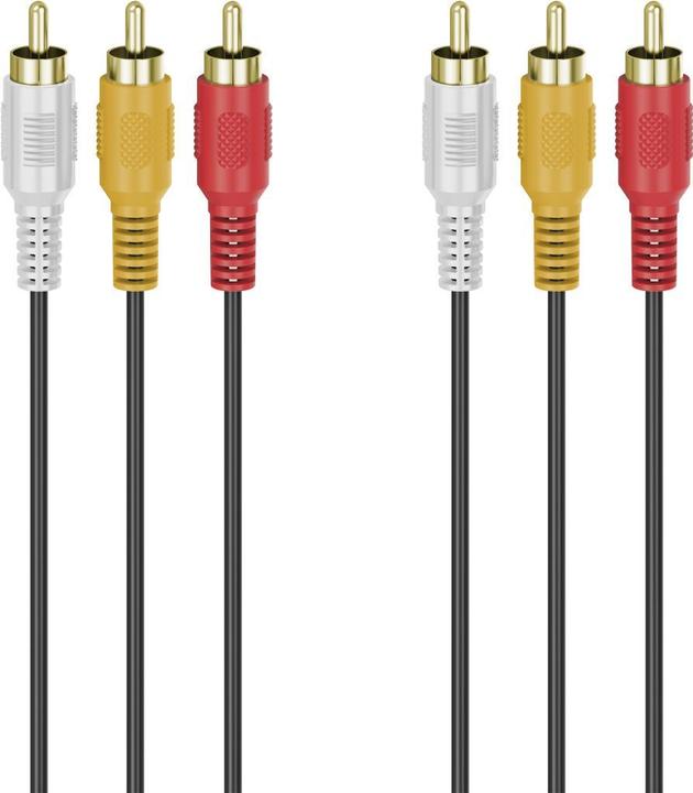 Actual product image Hama Audio/video cable, 3 RCA plug - 3 RCA plug, gold-plated, 3.0 m (3 m, Cinch)