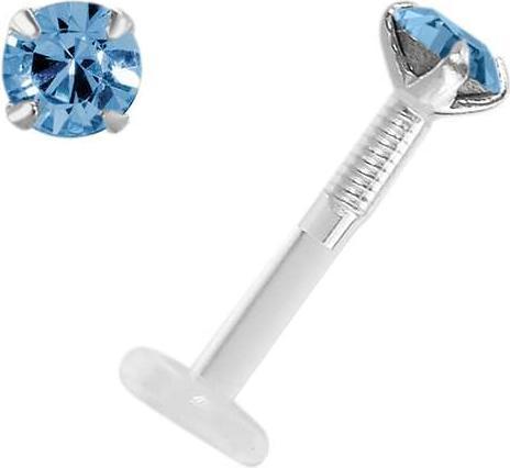 Actual product image Bijouteria Piercing for lip/Tragus (Bioplastic, Silver 925, Swarovski Crystal)