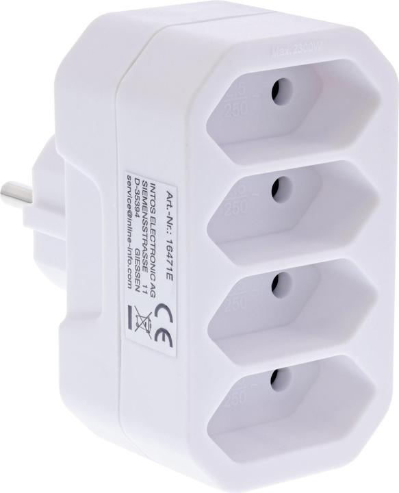 Immagine prodotto InLine Adattatore di presa, da CEE7/17 a 4x prese Euro, con protezione tattile avanzata, bianco (4 x)