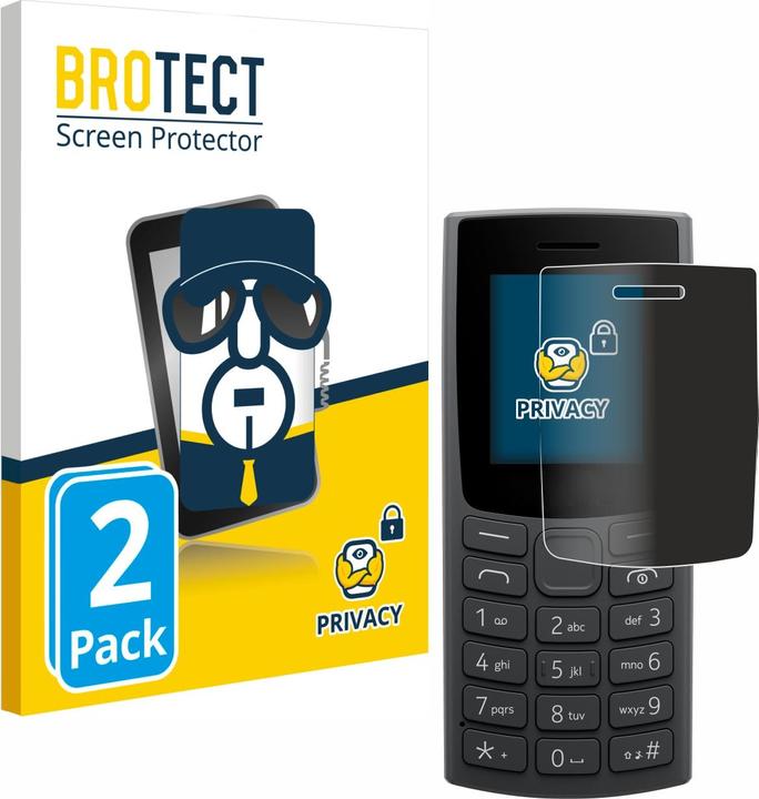 Productafbeelding BROTECT Anti-spionnetje privacyfolie Beschermfolie tegen blauw licht (2 Stuk, Nokia 105 (2023))