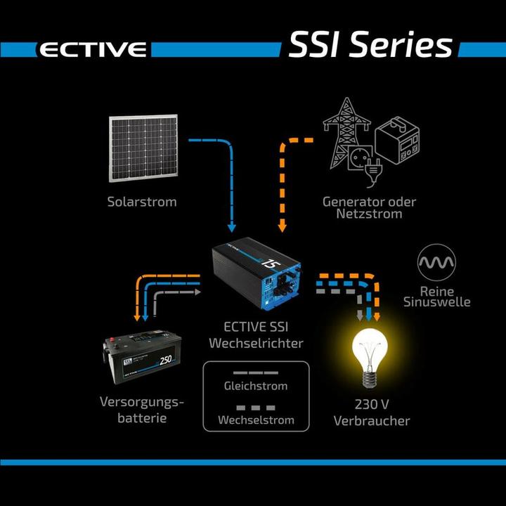 Actual product image Ective SSI 20 Sine wave inverter 24V 230V 2000W Inverter MPPT solar charge controller