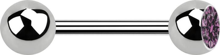 Produktbild Star Piercing Barbell silber mit Kugel und Kugel Kristall hellviolett (Titan G23, ohne Messing)