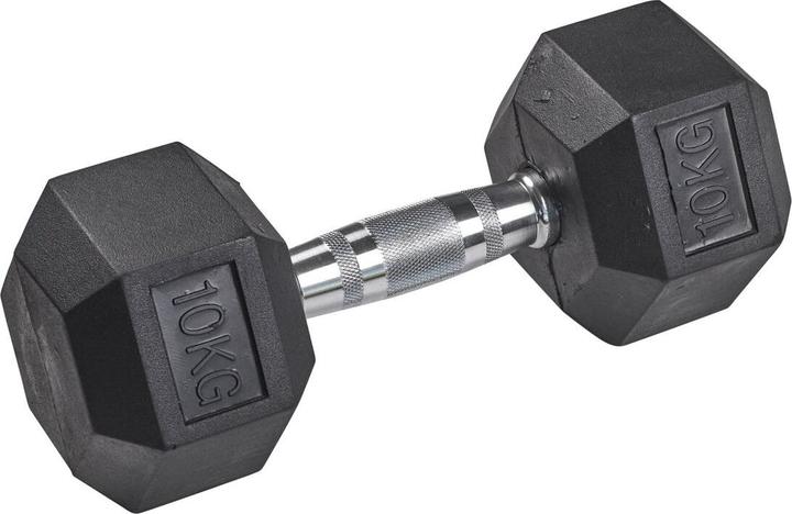 Actual product image Tanga Sports Rubber dumbbell HEX, 10 kg (1 x 10 kg)