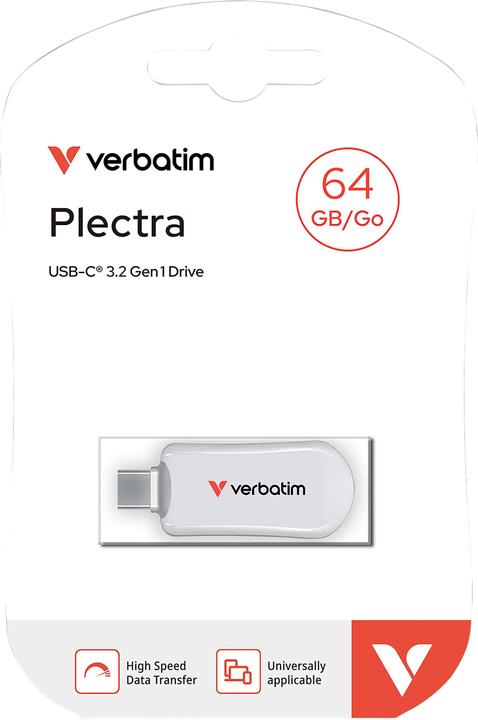 Image du produit Verbatim Plectra White 64GB USB-C Flash Drive 30228 (64 Go, USB-C)