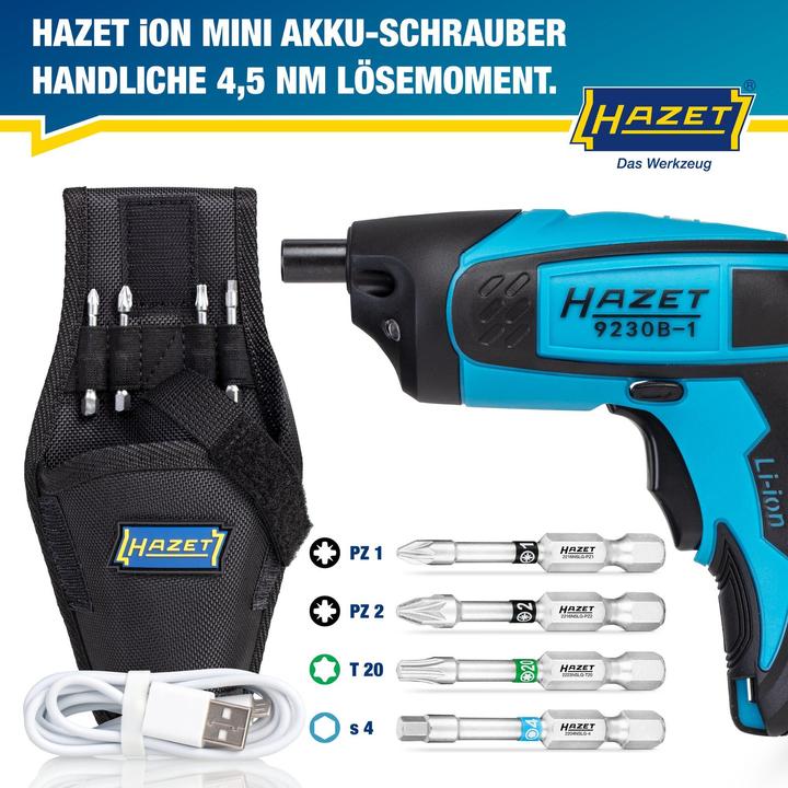 Actual product image HAZET Cordless screwdriver bit set ∙ Mini 9230B-1 ∙ Maximum loosening torque: 4.5 Nm ∙ Inside TORX®… (Electrical connection)
