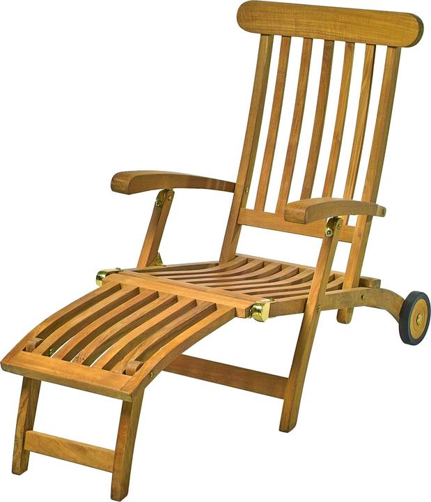 Produktbild Ploss Deckchair "Pamir" mit Rädern, Teak natur L/B/H 171x60x96 cm (171 cm)