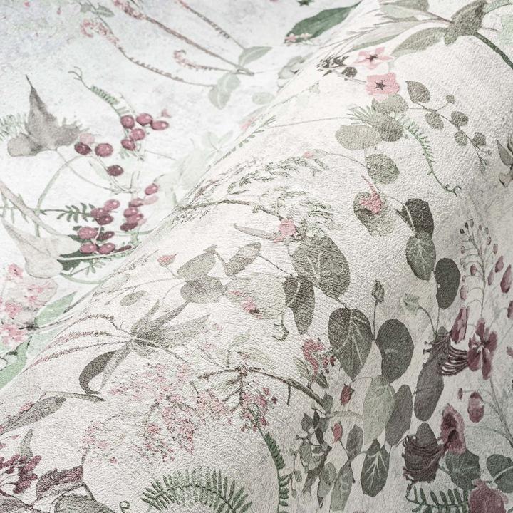 Image du produit A.S. Création papier peint cuisine cottage intissé papier peint fleuri prairie fleurie violet blanc vert (53 x 1005 cm)