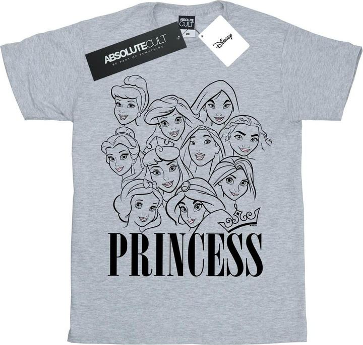 Actual product image Disney Girls Princess Multi Faces Cotton T-Shirt (116)