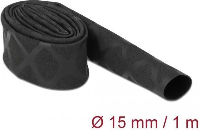 Delock Schrumpfschlauch X-Muster rutschfest 1 m x 15 mm schwarz (1 x)