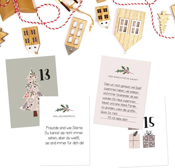 Produktbild Papierdrachen Adventskalenderset - 24 Karten zum Ausfüllen
