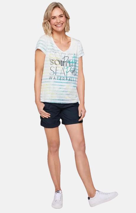 Produktbild Soccx Shirt Streifenshirt mit Ausbrenner-Effekten, V-Ausschnitt und Label Print im Used Look (XXL)