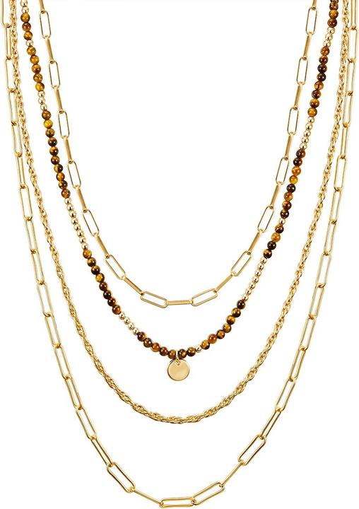 Immagine prodotto Yokoamii Donna metallo pietra naturale oro giallo 43,0/46,0/53,0/60,0 cm catena base + 3,0 - 30210 (Lega metallica)