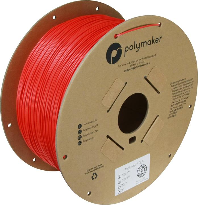 Actual product image Polymaker PolyTerra PLA (PLA, 1.75 mm, 3000 g, Red)