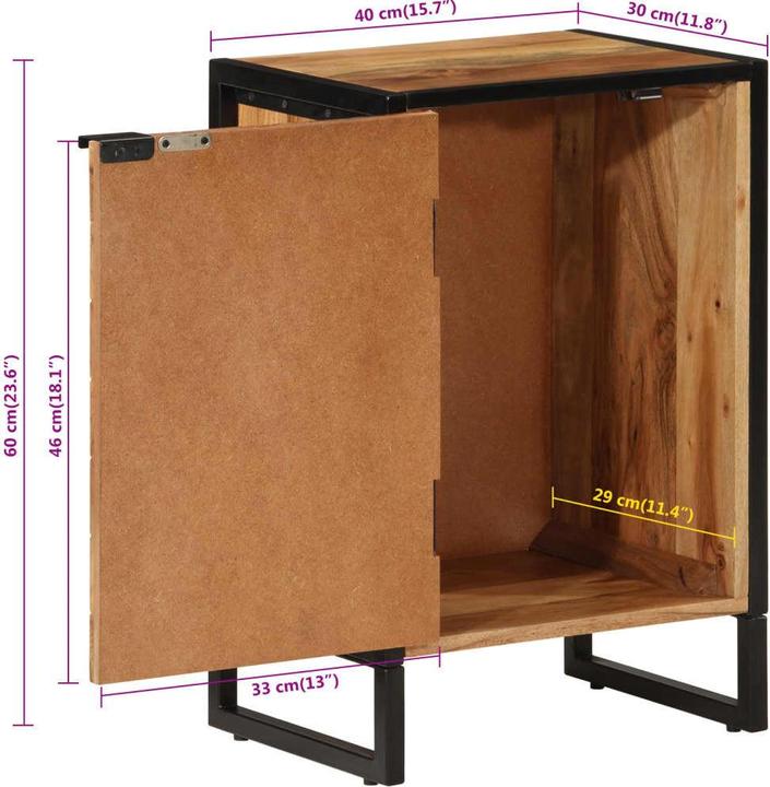 Produktbild VidaXL Badschrank Akazie und Eisen (40 x 30 x 60 cm)