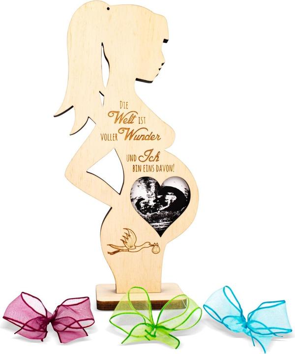 Actual product image ZNatur Pregnant woman picture frame made of Swiss stone pine wood gift decoration with engraving for