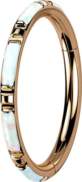 Produktbild Star Piercing Micro Segmentring klappbar rosegold seitlich mehrere Opal streifen weiss (ohne Messing, Titan G23)