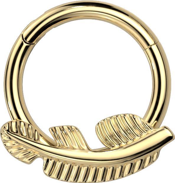 Produktbild Star Piercing Micro Segmentring klappbar vergoldet Feder (ohne Messing, Titan G23)