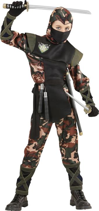 Actual product image Widmann Ninja soldier: top with hood and straps, trousers with straps, belt, face mask (140)