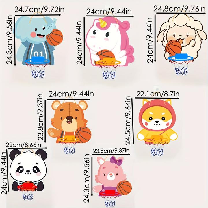 Produktbild Activity Board Mini-Basketballkörbe mit Tiermotiven für Kinder: Elefant, Schaf, Tiger Designs, geeignet für