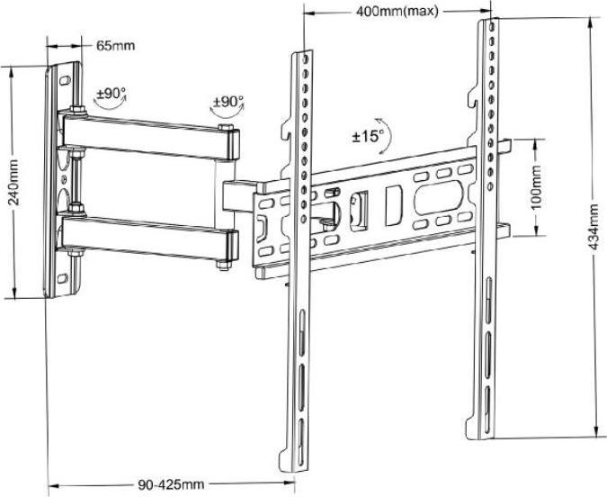 Image du produit Maclean MC-761 - Support VESA pour écran/téléviseur, 26-55", noir, 30 kg (Mur, 55", 30 kg)