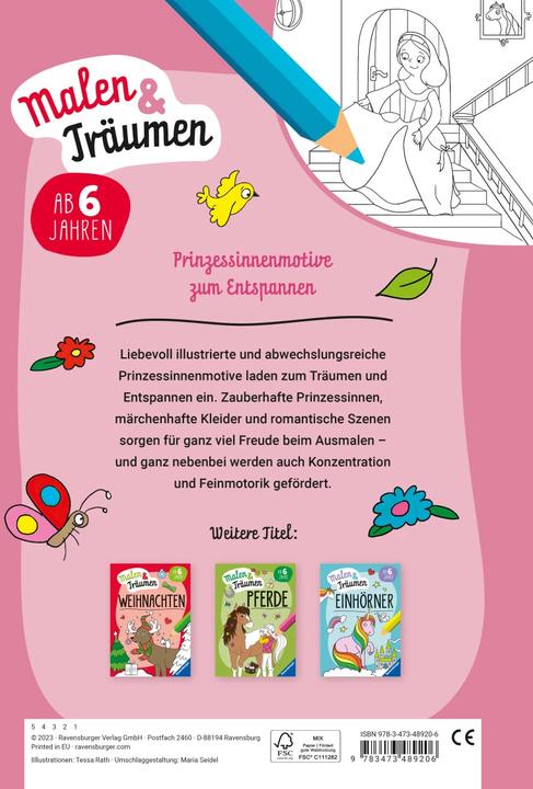 Image du produit Ravensburger Princesses - coloriage et rêve - 24 coloriages pour les enfants à partir de 6 ans -
