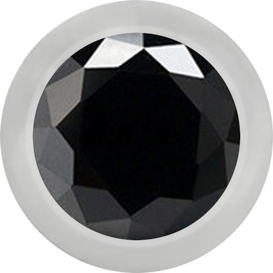 Produktbild Star Piercing Kugel silber mit Kristall schwarz (Chirurgenstahl 316L)