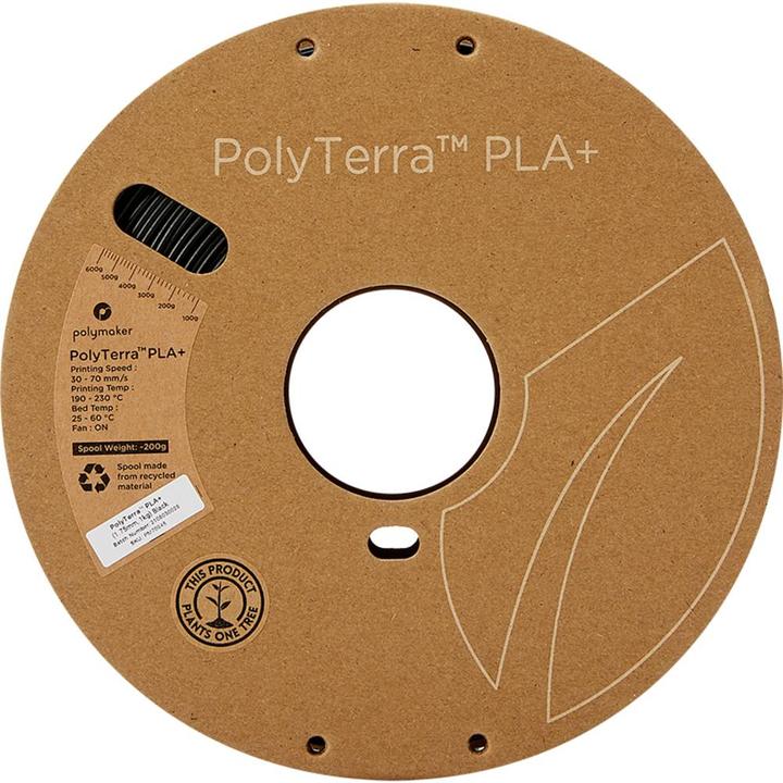Actual product image Polymaker PolyTerra PLA+ Black 1.75mm 1kg (PLA+, 1.75 mm, 1000 g, Black)