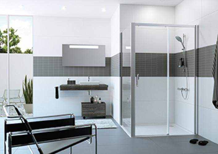 Immagine prodotto Hüppe Classics 2 EasyEntry porta scorrevole a 4 angoli 1 pezzo con segmento fisso, larghezza:135cm (214 cm, 86 cm, 11 cm)