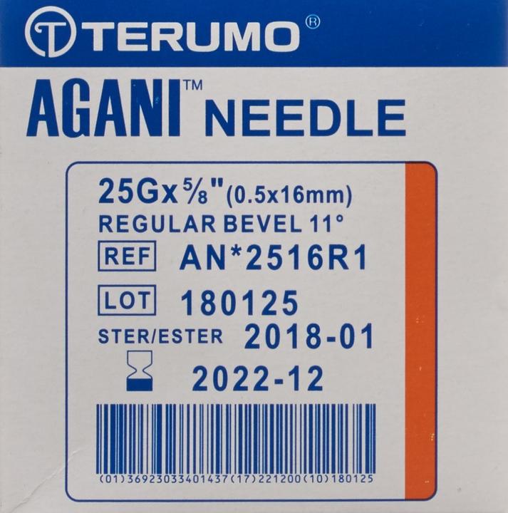Actual product image Terumo Agani Disposable Cannula 25G 0.5x16mm orange (100 pcs)
