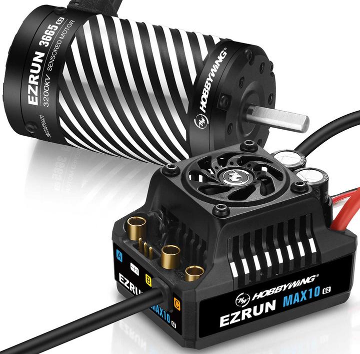 Actual product image Hobbywing Ezrun MAX10 G2 140A Combo with 3665SD-3200kV 5mm shaft