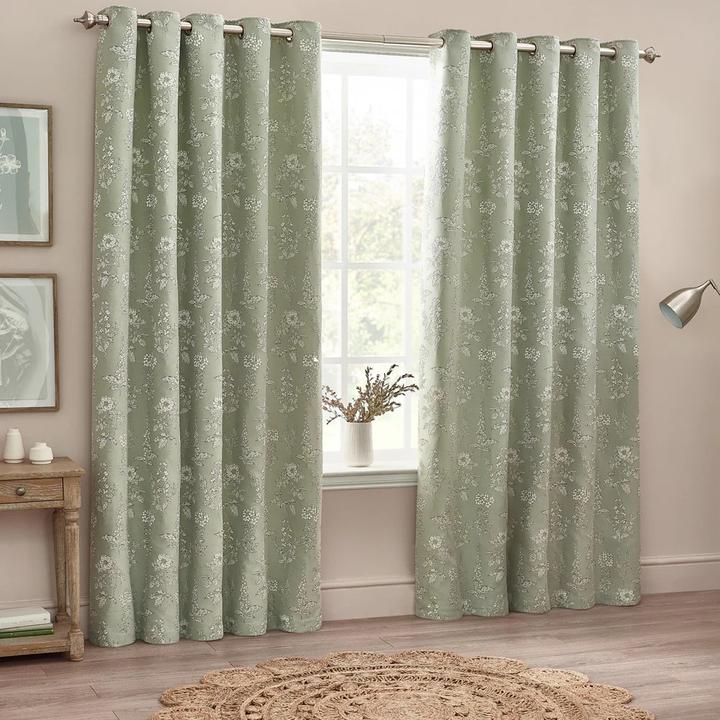 Produktbild Wylder Ösenvorhänge Nature Sophia Jacquard Floral (229 x 137 cm)
