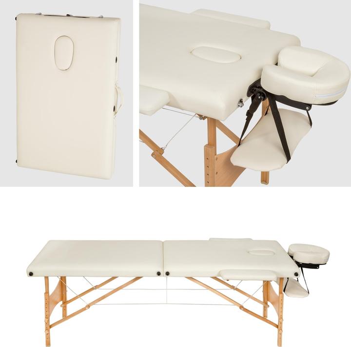 Produktbild tectake 2 Zonen Massageliege-Set Freddi mit 5cm Polsterung, Rollen und Holzgestell