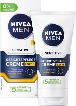 NIVEA Protective skin cream SPF 15 Men Sensitive (Face Cream) 75 ml (Sonnencreme Gesicht, SPF 15, 75 ml)