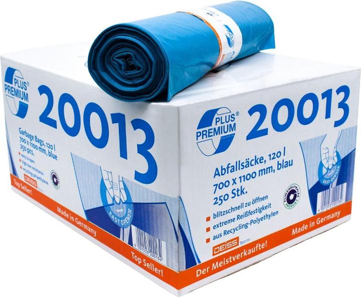 Deiss Müllsäcke 20013 120 L Blau HDPE (Hart-Polyethylen) 37 Mikron (25 x, 120 l)