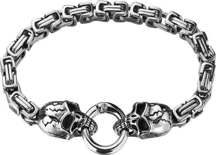 Produktbild Star Piercing Armband silber eckige Kette mit Totenkopf (ohne Messing, Chirurgenstahl 316L)