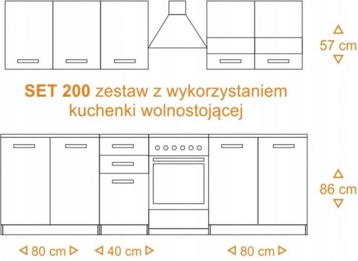 Image du produit Topeshop KUCHNIA SET 200 BIEL Ensemble de meubles de cuisine & salle à manger