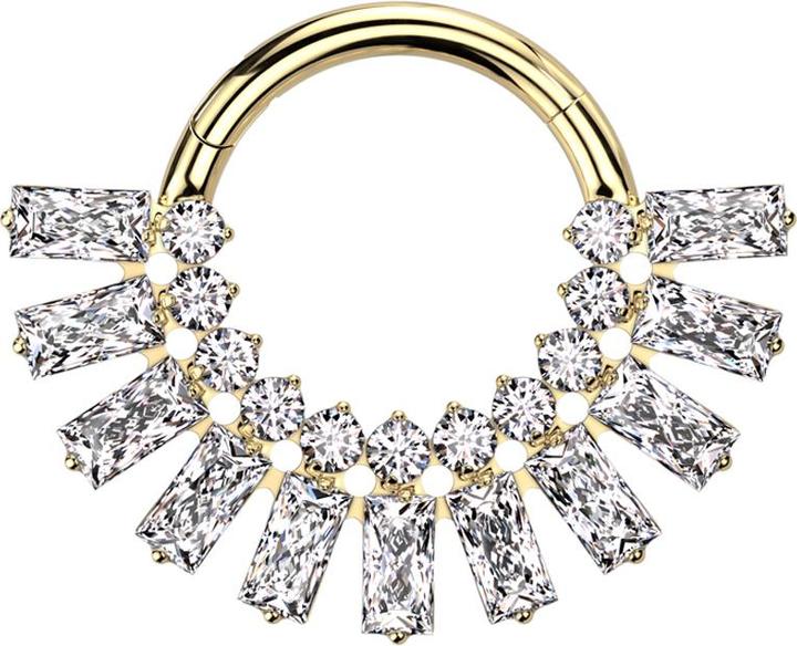 Produktbild Star Piercing Micro Segmentring klappbar silber elf rechtige und runde Kristalle silber (ohne Messing, Titan G23)