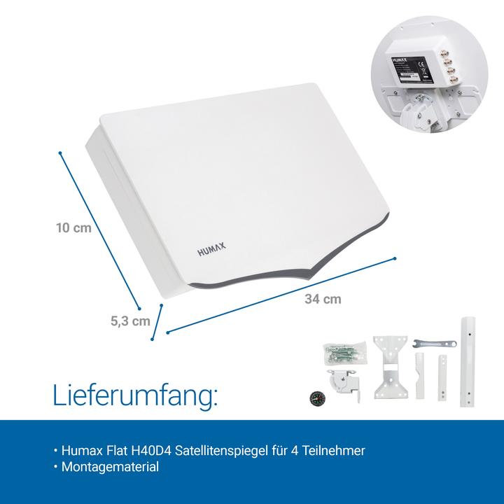 Actual product image Humax Mobile flat antenna H40D Quad (Flat antenna, DVB-S / -S2)